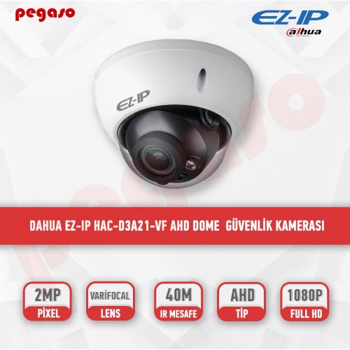 DAHUA EZ-IP  HAC-D3A21-VF 2 MP 2.7-13,5 MM VARİFOKAL HDCVI DOME KAMERA