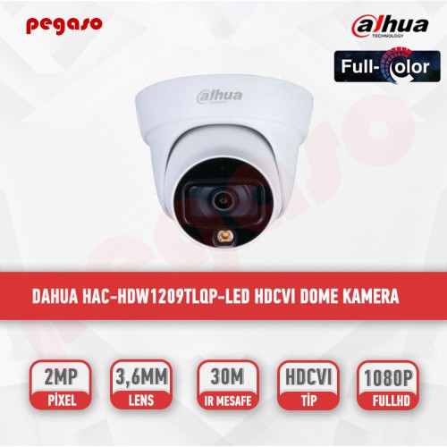 DAHUA HAC-HDW1209TLQP-LED 2MP 3.6mm FULL-COLOR HDCVI DOME KAMERA