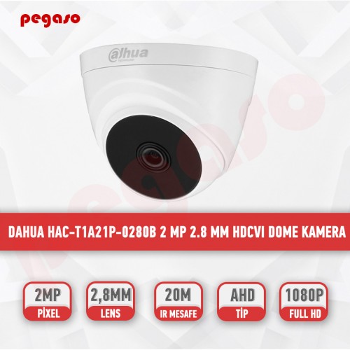 DAHUA HAC-T1A21P-0280B 2 MP 2.8 MM HDCVI IR DOME KAMERA 