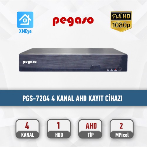 PEGASO PGS-7204 4 KANAL H.265 1080N  AHD-TVI-CVI-ANALOG KAYIT CİHAZI