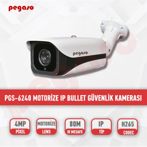 PEGASO PGS-6240-AF 4 MP, 2,7-13,5 MM 4 MEGA LED MOTORİZE LENS IP BULLET GÜVENLİK KAMERASI
