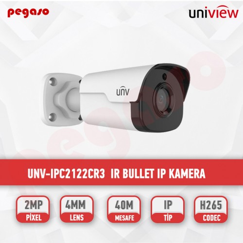 UNIVIEW UNV-IPC2122CR3 METAL KASA 2.0 MP IR BULLET IP KAMERA