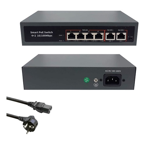 PEGASO 4 Port POE + 2 Port 100 Megabit Uplink  10/100 Switch